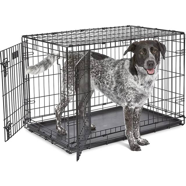 MidWest Homes for Pets iCrate hundbur, förbättrad med enkel- och dubbeldörr, med läckagesäkert golvskydd, med separationsinsats och patenterade funktioner