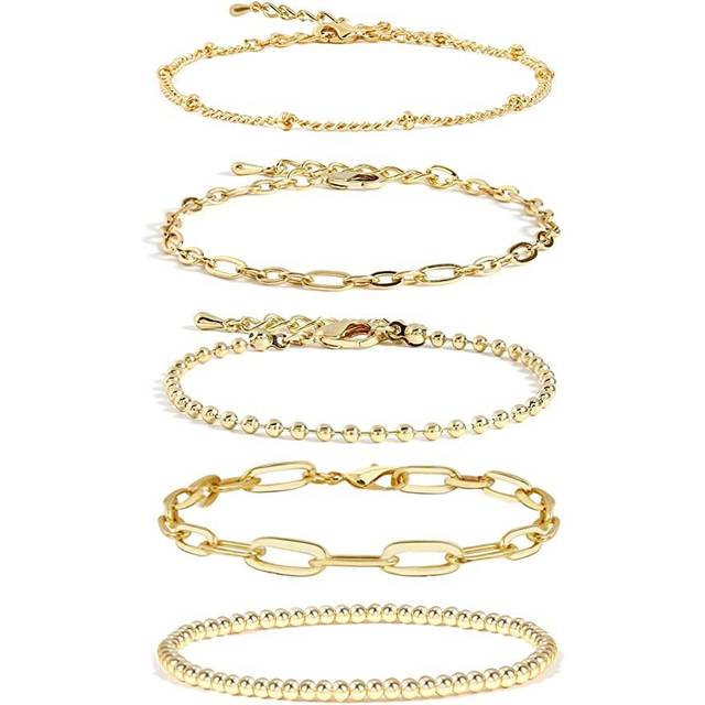Waterproof Gold Bracelet Stack for Women Non Tarnish Stainless Steel Dainty Bracelets Layered Paper Clip Bracelet Chain Bracelet for Women Gold Plated