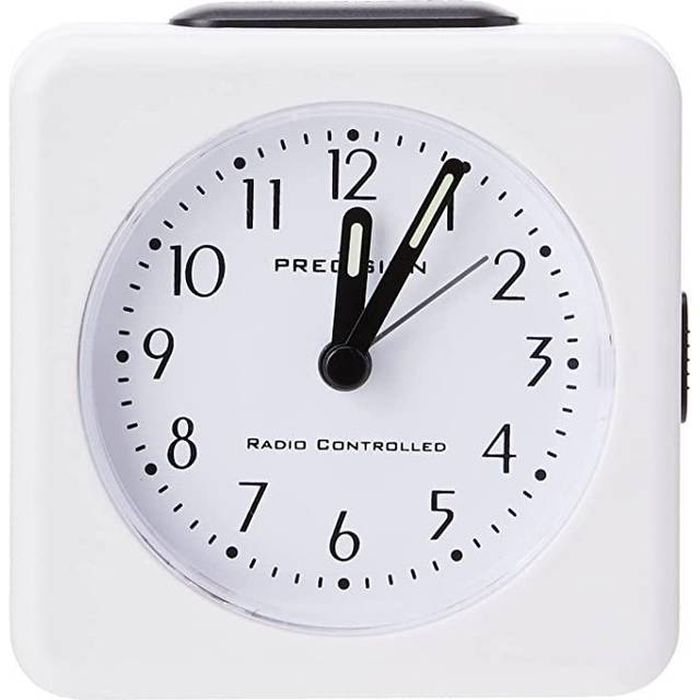 Precision Radio Controlled Alarm Clock - Analog Display with Snooze & Light (AA Battery Not Incl.) - Black