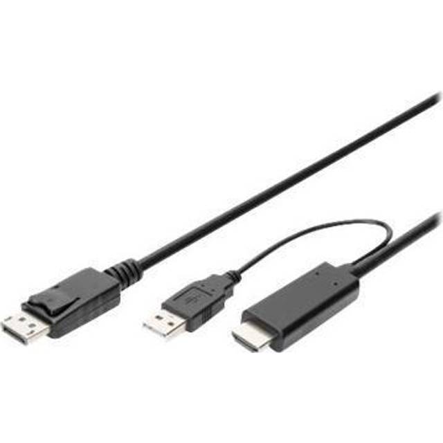 HDMI to DP adapter cable, 2m, 4K@30Hz external Power via USB - A