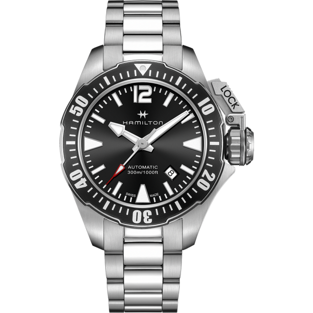 HAMILTON Khaki Navy Frogman 42MM AUTO SS Black Dial Watch H77605135 - 42 mm