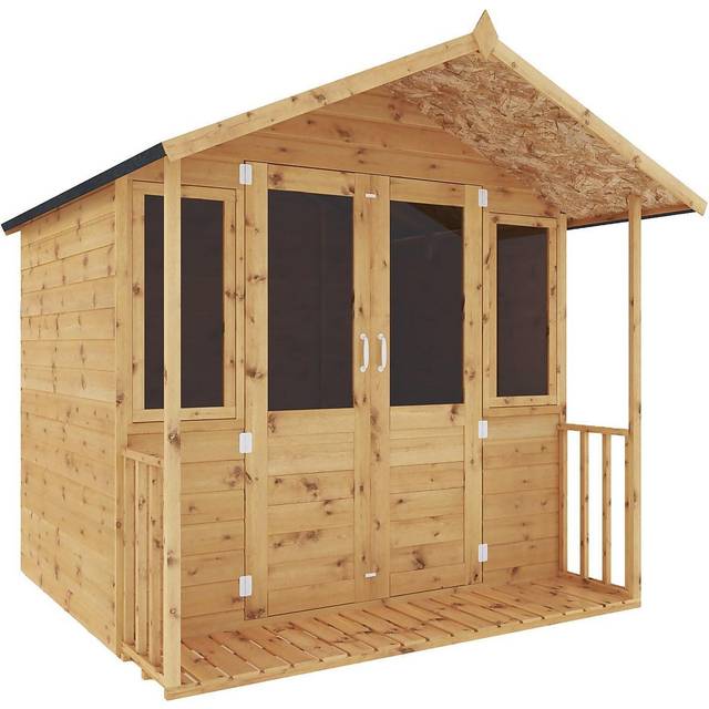 Mercia Traditional Double Door Summerhouse including Veranda - 7 x 7ft - Natural