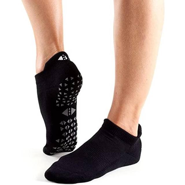 1 Pair Black Full Front Grip Yoga Organic Cotton Socks Ladies 3-5.5 Ladies - Tavi Noir