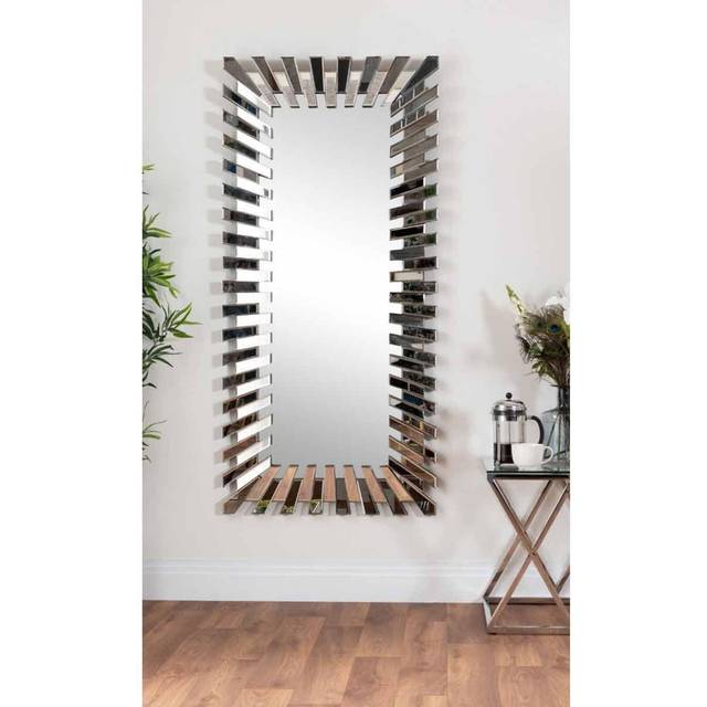 Starburst Large Rectangular Full Length Modern Mirror - Silver