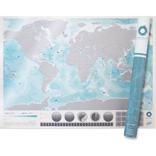 Teknikproffset Scratch Map Skrabekort Oceans Verdenskort Luckies Vægdekorationer