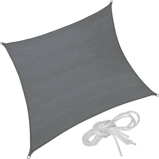 Tectake 400cm x 400cm Rectangular Shade Sail - Grey, Grey