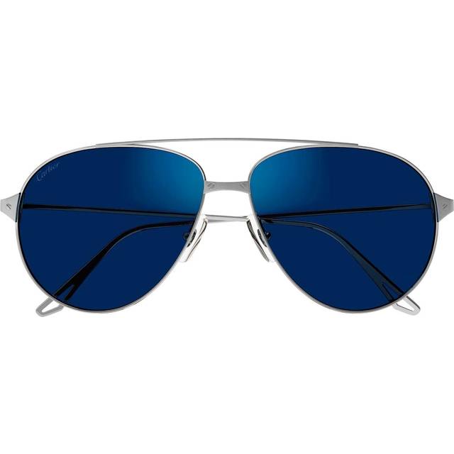 Cartier Blue Pilot Unisex Sunglasses CT0298S 010 59 - Silver Tone (Dimension: 8.0000x6.0000x4.0000 inches)