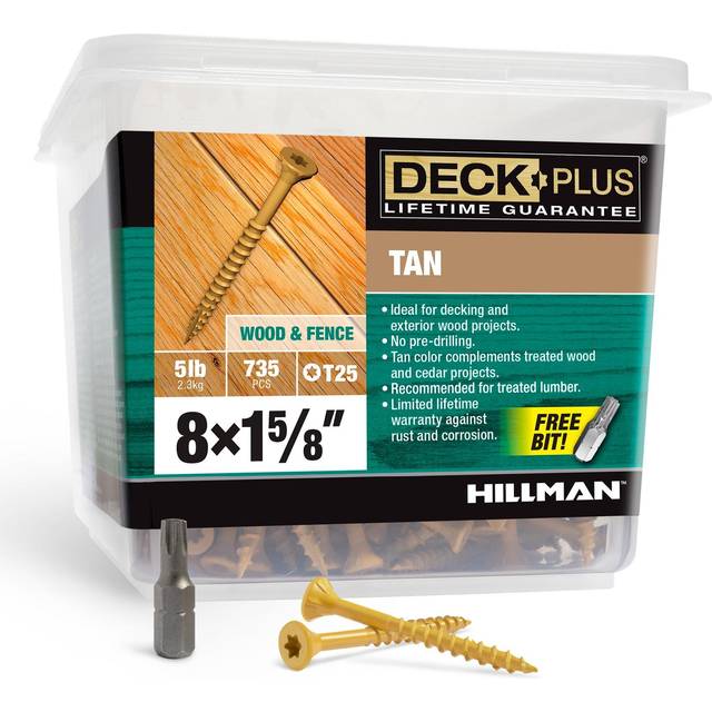 "Deck Plus 48412 Wood Screws #8 x 1-5/8""""  Tan  5lb Box"