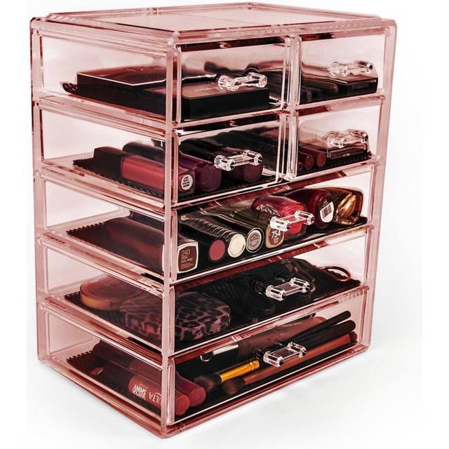 Sorbus Acrylic Makeup Organizer - Organization and Storage Case for Cosmetics Make Up & Jewelry - Big Clear Makeup Organizer for Vanity  Bathroom  Col