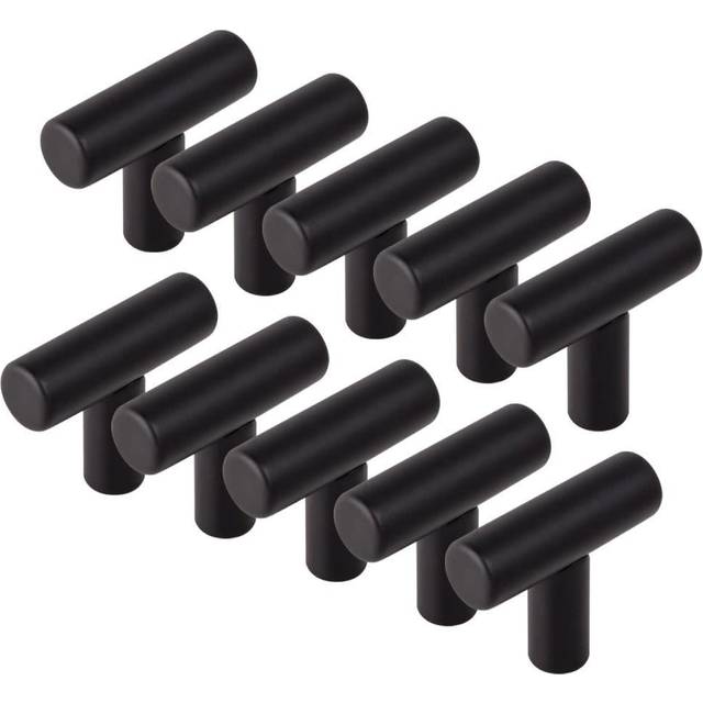 Design House 208074 T-Pull 1-1/2-Inch Cabinet  Modern Kitchen Handles in Matte Black  One-Size Knob  10 Pack