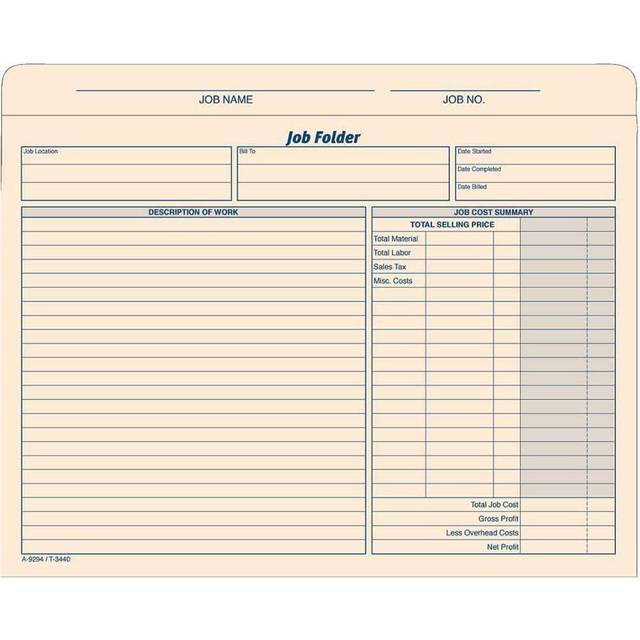 TOPS Job Folder File Jackets  11.75 x 9.5 Inches  Manila  20-Pack (3440)
