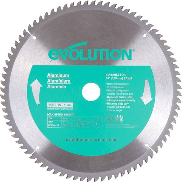 Evolution Power Tools Aluminium Cutting Mitre Saw Blade 255 x 25.4mm x 80T EVLA2