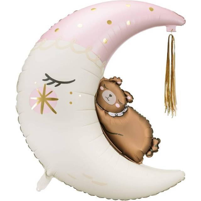 PartyDeco Teddybjørn Måne Folieballon