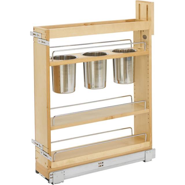 "Rev-A-Shelf 5"""""""" Pull Out Storage Organizer for Base Kitchen Cabinets w/Soft-Close  Sliding Shelves for Utilities  Utensils or Spices  448UT-BCSC-5C"