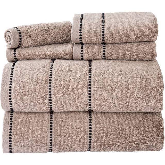 6PC Towel Set - Cotton Bathroom Accessories with 2 Bath Towels  2 Hand Towels  and 2 Wash Cloths - Quick Dry Towels by Lavish Home (Taupe)