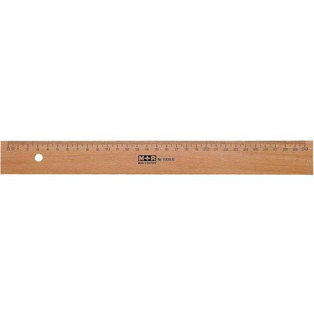 Jakar Natural Beechwood Ruler with Metal Insert Edge 30cm