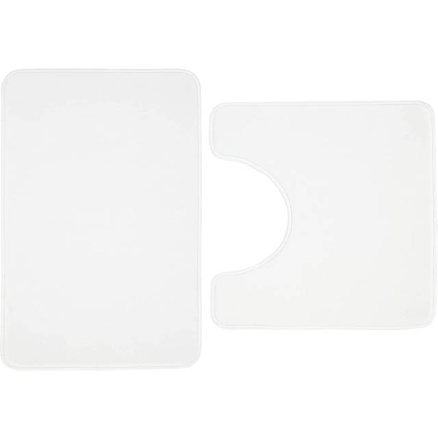 Catherine Lansfield Anti Bacterial Memory Foam Bath Mat &Amp; Pedestal Mat Set - White