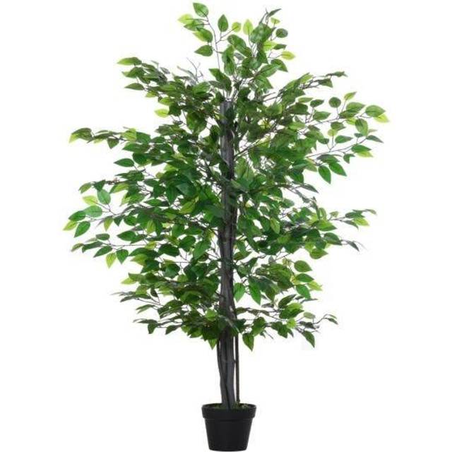 Outsunny Artificial Banyan Decorative Plant with Nursery Pot - Fake Tree for Indoor Outdoor D+cor - Green - 1.45m w/ | TJ Hughes