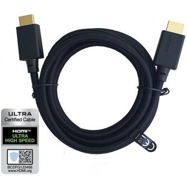 NÖRDIC CERTIFIED CABLES 5m Ultra High Speed HDMI 2.1 8K 60Hz 4K 120Hz 48Gbps Dynamic HDR eARC VRR nylonflätad kabel guldpläterad