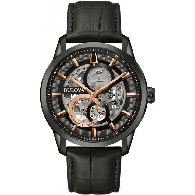 Bulova Classic Sutton Black Skeleton Dial Automatic 98A283 Men's Watch