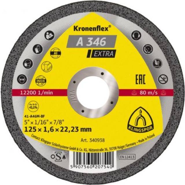 Klingspor A346 Extra Cutting Disc 125X1.6X22MM