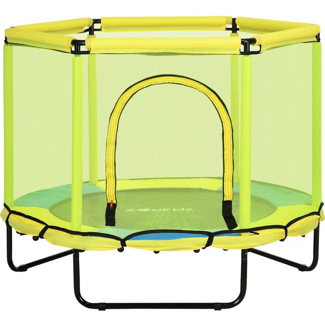 ZONEKIZ 4.6FT Kids Trampoline with Enclosure Safety Net for 1-6 Years Yellow | TJ Hughes