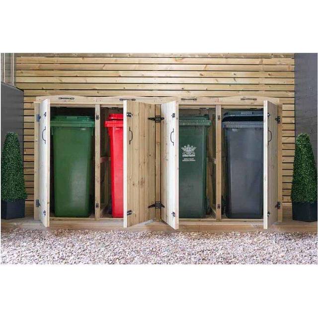 Chatburn Quad Wheelie Bin Store - Timber - L64 x W239 x H120 cm - Fits 4 x 140L Wheelie Bins