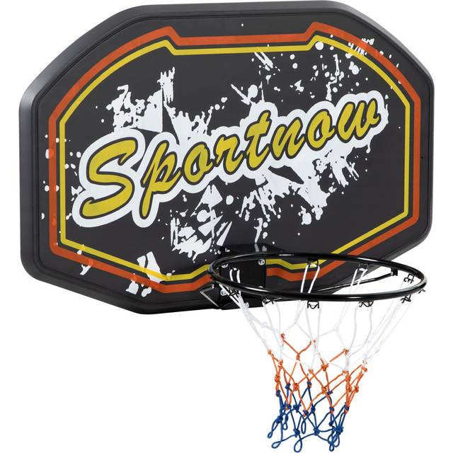 Sportnow Wall Mounted Basketball Hoop, Mini Basketball Hoop And Backboard For Kids And Adults, Outdoors And Indoors Door & Wall Use, Red And Yellow