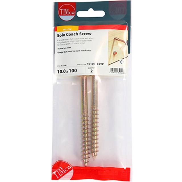 TIMCO Solo Coach Screws Hex Flange Yellow - 10100SCSYP - Pack of 2- you get 8
