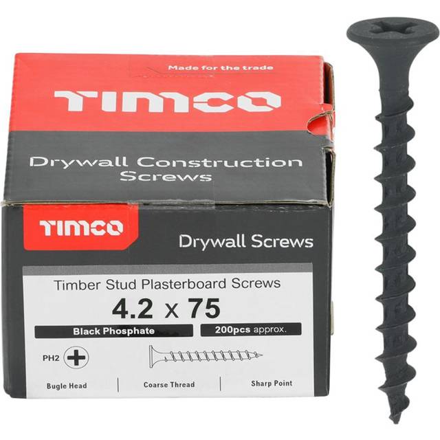TIMCO Drywall Screws PH Bugle Coarse Thread Grey - 00075DRYCS - Pack - you get 3