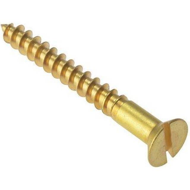 Forgefix - Wood Screw Slotted csk Solid Brass 4in x 12 Box 100 FORCSK412B