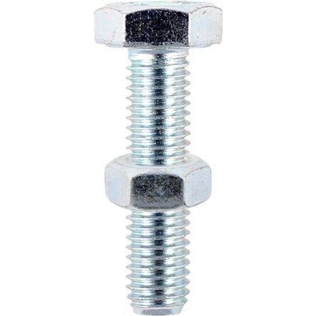 Hexagon Set Screws and Nuts Zinc Plated M12 50mm Pack of 2