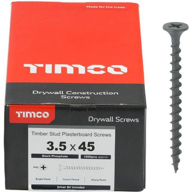 TIMCO Drywall Screws PH Bugle Coarse Thread Grey - 00045DRYC - Pack o- you get 2