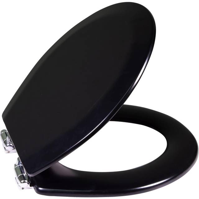 Dalton Toilet Seat Round Soft Close - Black Rustic Wooden Round Standa