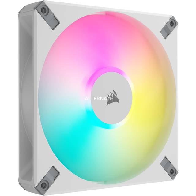Corsair iCUE AF140 RGB ELITE 140mm PWM-Fläkt - Åtta RGB-Lysdioder - AirGuide-Teknik - Fluiddynamiskt Lager - Fläktläge Med Noll Varvtal - Kompatibel Med CORSAIR iCUE-Programvara - Vit