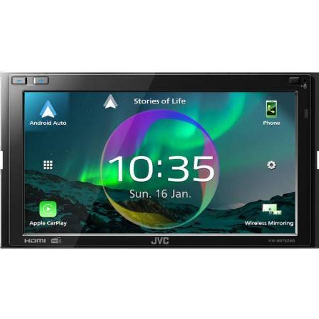 JVC KW-M875DBW – 17,3 cm (6,8 tum) digital media AV-mottagare med trådlös CarPlay & Android bil (4 x 50 W, DAB+/FM, BT, 3 x för-out 4 V, USB-C, iPod/iPhone Control)