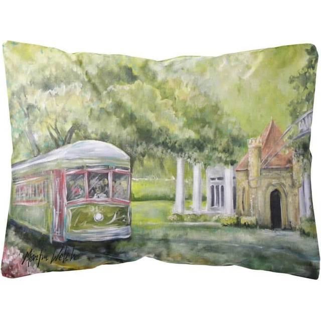 Caroline's Treasures Streetcar Next Stop Audubon Park Canvas Fabric Decorative Pillow  Large  Multicolor