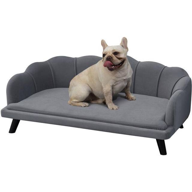 Pawhut Dog Sofa For Medium Large Dogs, Shell Shaped Pet Couch Bed With Legs Cushion Washable Cover, Grey