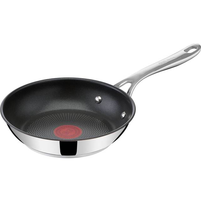 Tefal Jamie Oliver cooks Direct Stainless Steel Frying Pan, 24 cm, Non-Stick coating, Heat Indicator, Riveted Safe-grip Handle, Induction Hob compati