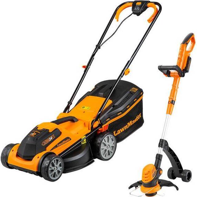 LawnMaster MFGT COMBO 24V Hand Propelled 34cm Rotary Battery Lawn Mower with LineTrimmer - Orange