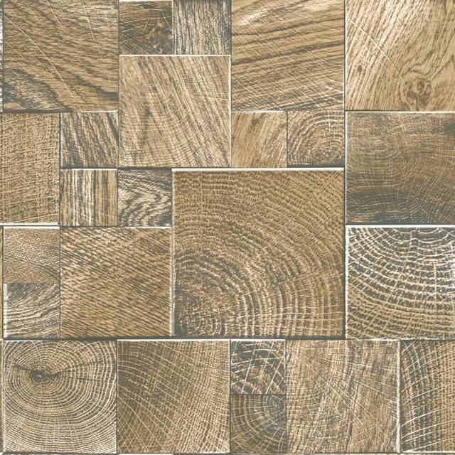 (Caramel 532630) Rasch Wooden Blocks Tiles Glitter Wallpaper