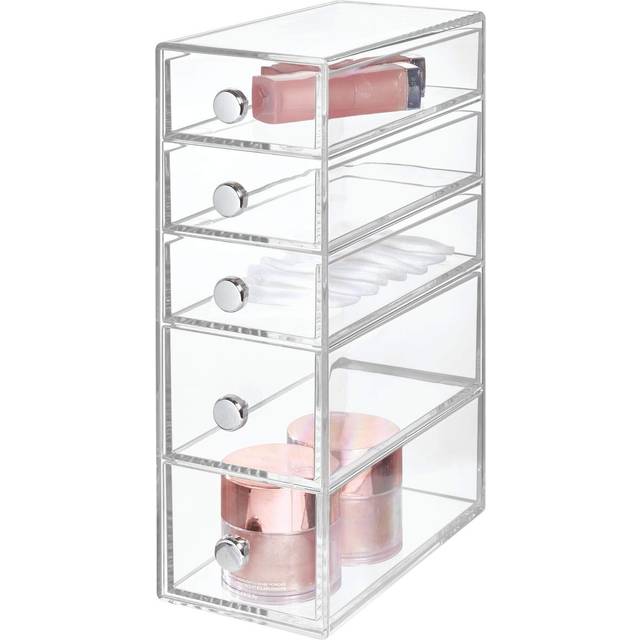 iDesign Clarity Plastic Cosmetic 5-Drawer Organizer  Jewelry Countertop Organization for Vanity  Bathroom  Bedroom  Desk  Office  3.25 x 7 x 9.75  Cle