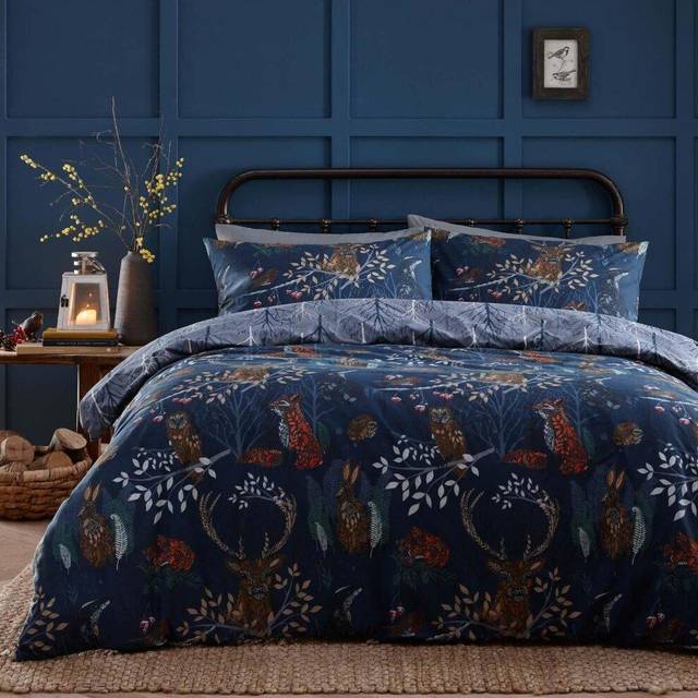 furn. Forest Fauna Double Navy Duvet Set - Blue