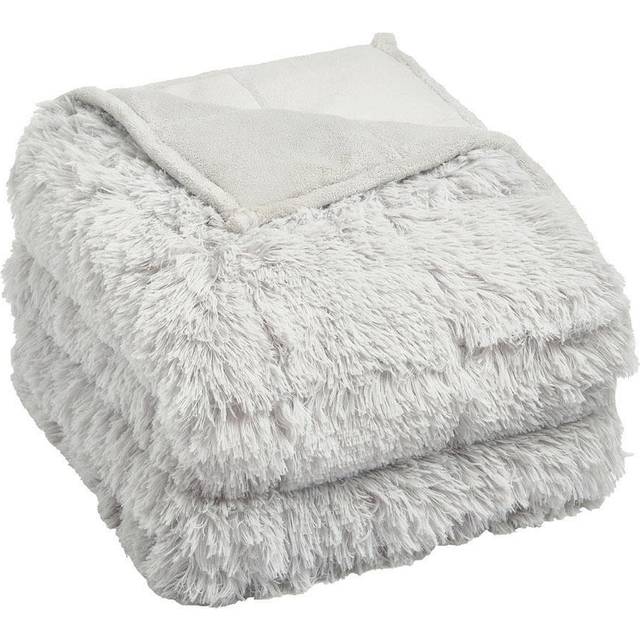 Fluffy Fleece Sensory Sleep Therapy Weighted Blanket 150 x 200 cm 8kg - Silver - One Size