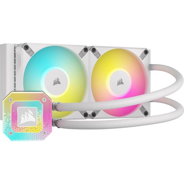 Corsair iCUE H100i ELITE CAPELLIX XT Flytande CPU-Kylare - Två AF120 RGB ELITE-Fläktar - 240 mm Kylare - Intel® LGA 1700, 1200, 115X, 2066, AMD® AM5, AM4 - Inkluderad iCUE COMMANDER CORE - Vit