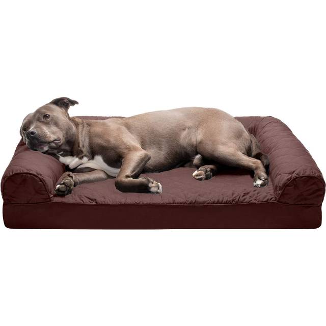 FurHaven Stor ortopedisk hundbädd quiltad soffa-stil med avtagbart tvättbart skydd - kaffe, stor
