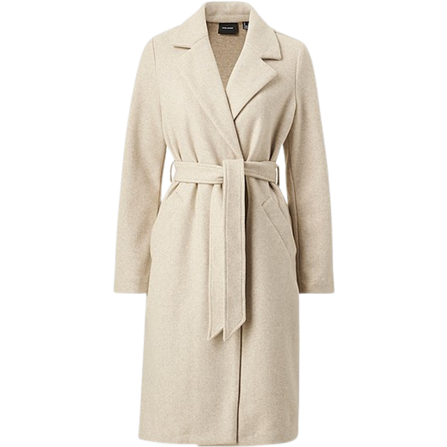 VERO MODA Kvinnors VMFORTUNEAYA SS23 lång rock NOOS jacka, havremeal/detalj: melange, S, Havregrynk/detalj:melerad, S