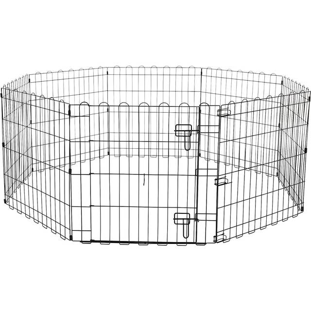 - Foldable Octagonal Metal Dog Pen/Puppy Pen/Playpen Indoor for Dogs and Pets, With door, 61 cm high, Black