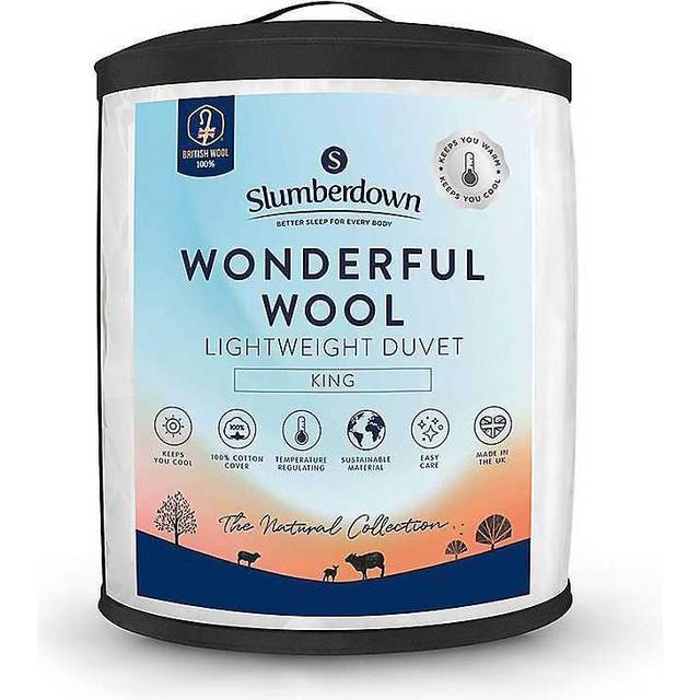 Slumberdown Wonderful Wool 3/4.5 tog Cotton Cover Duvet - White (King)
