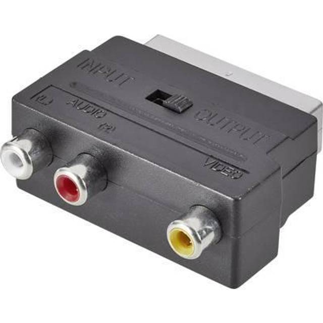 SpeaKa Professional SP-7870340 Phono / Scart Adapter [3x Cinch-bøsning - 1x SCART-stik] Sort med omskifter